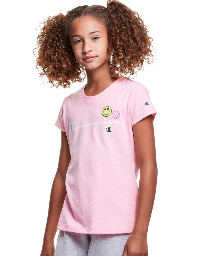 Camiseta Champion Niña - Classic Smiley Face ( Rosas ) 3874109-LO